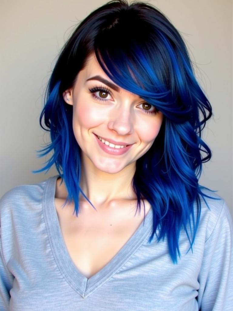 blue black hair ideas short