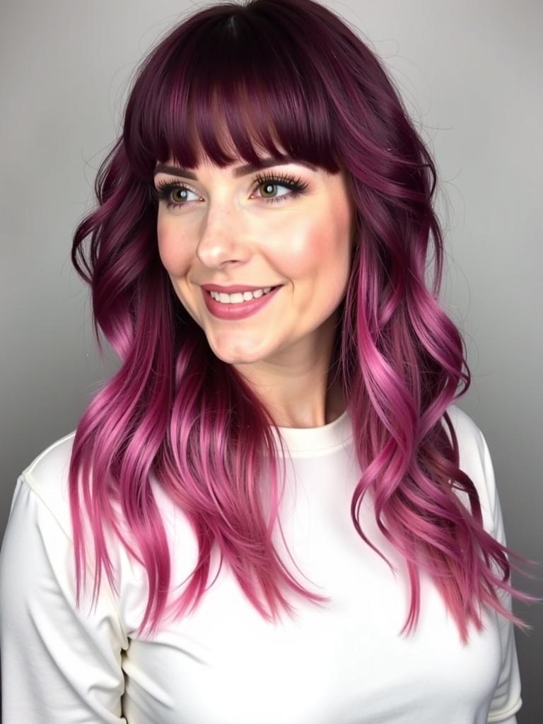 hair color ideas burgundy and pink