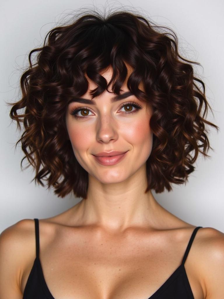 curly hairstyles slick back bangs