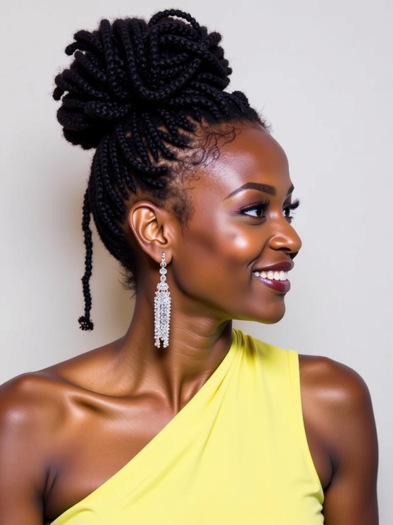 natural hairstyles with marley hair updo