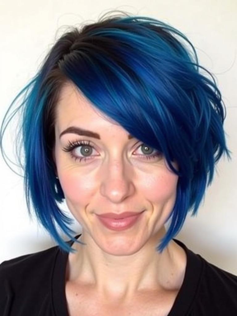 short hair color ideas blue and black