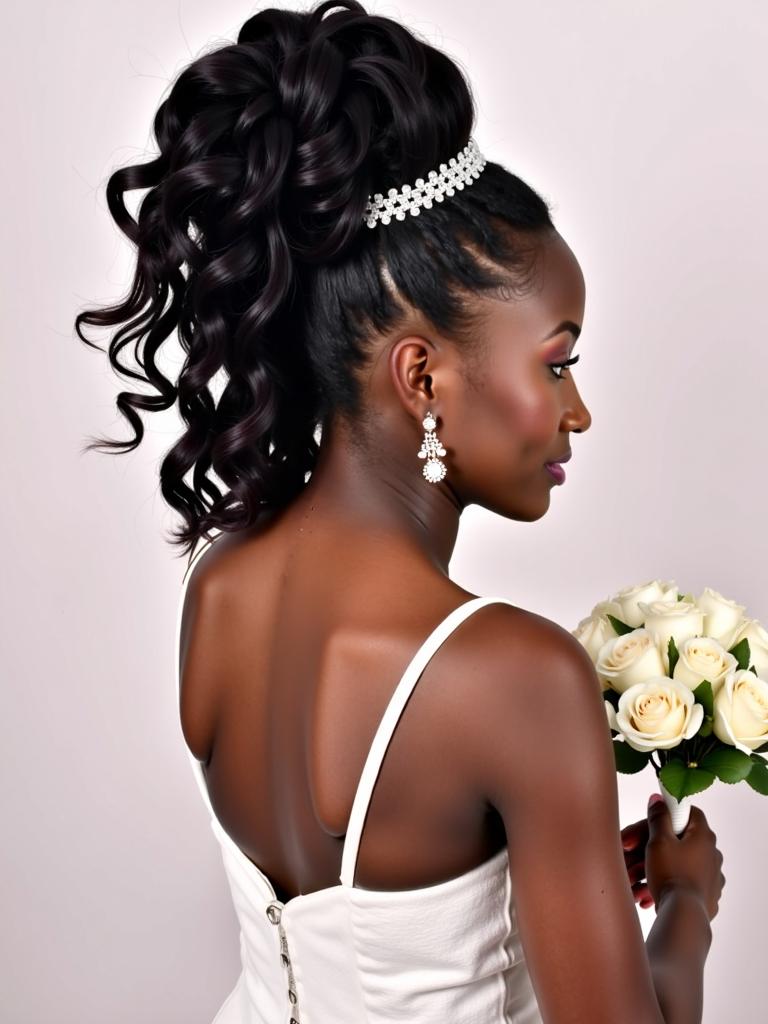 african female wedding braided ponytail hairstyles