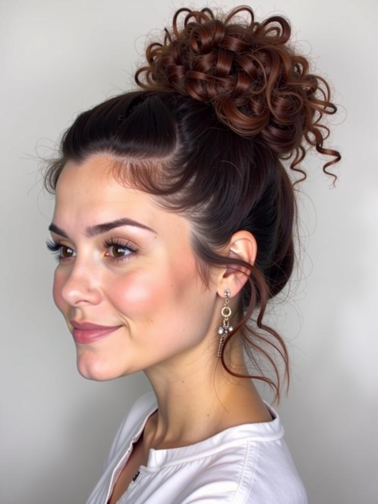 slicked bun hairstyles curly hair