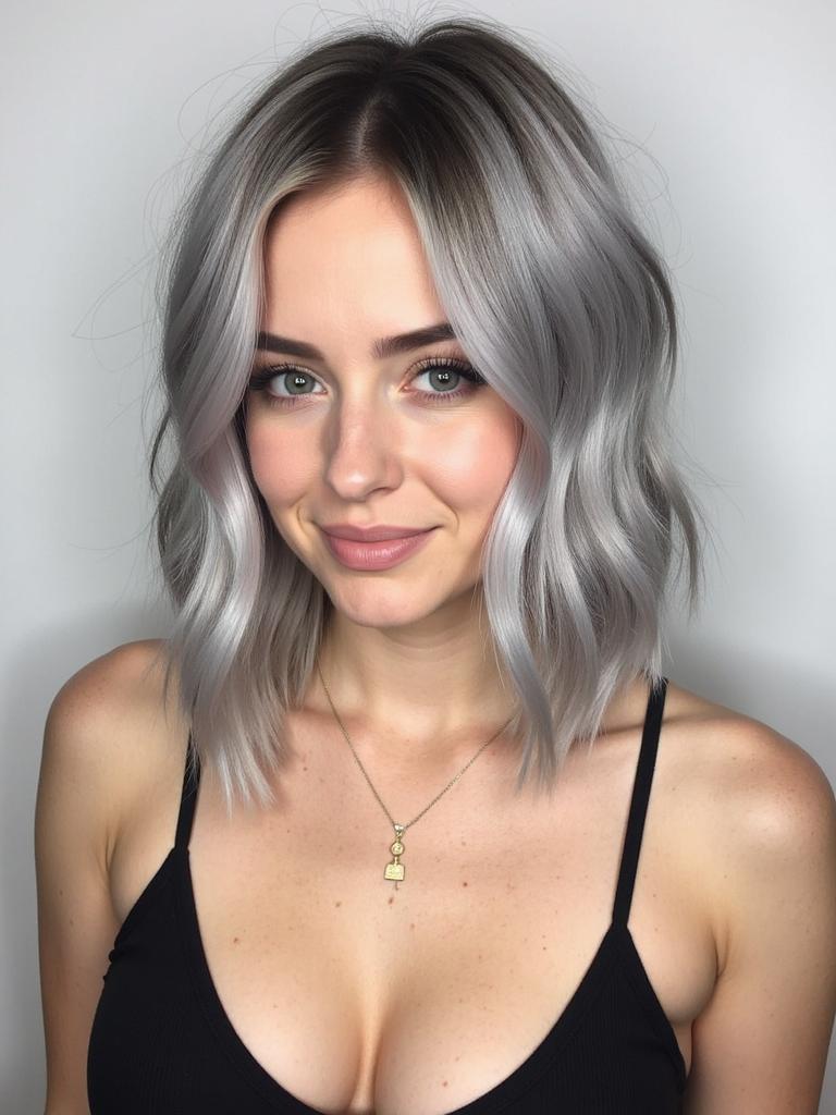 silver hair color ideas medium length