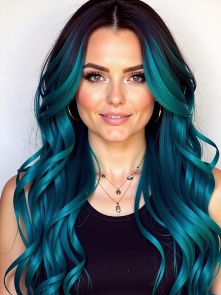 hair color ideas for black hair with highlights blue