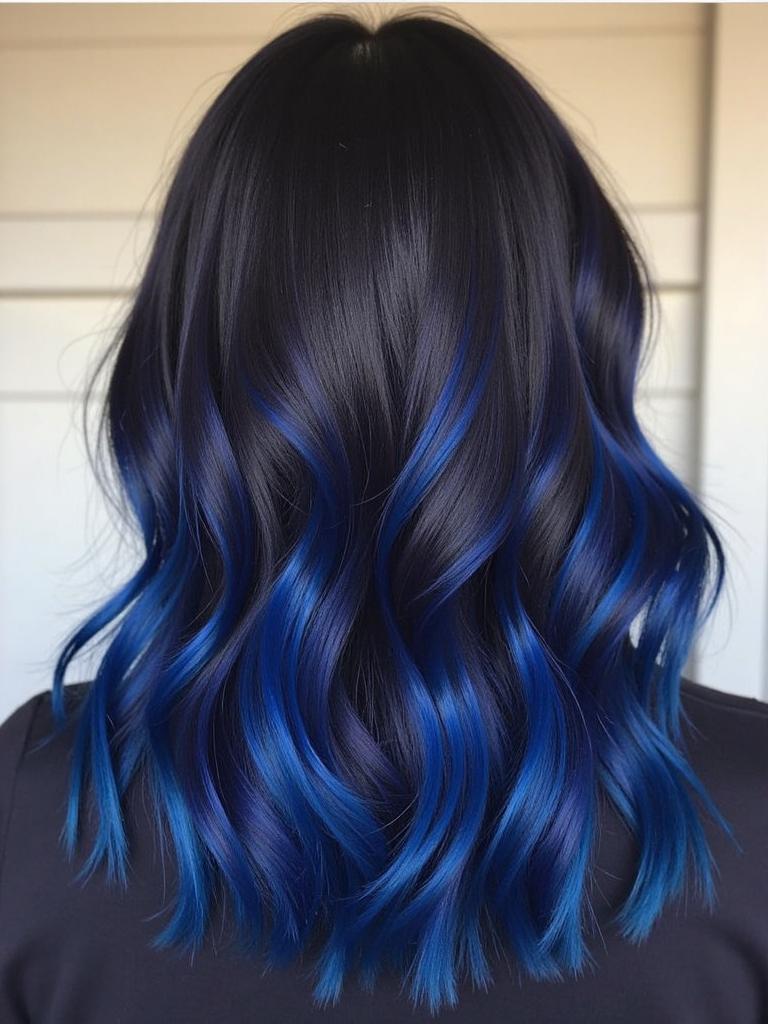 hair color ideas blue and black