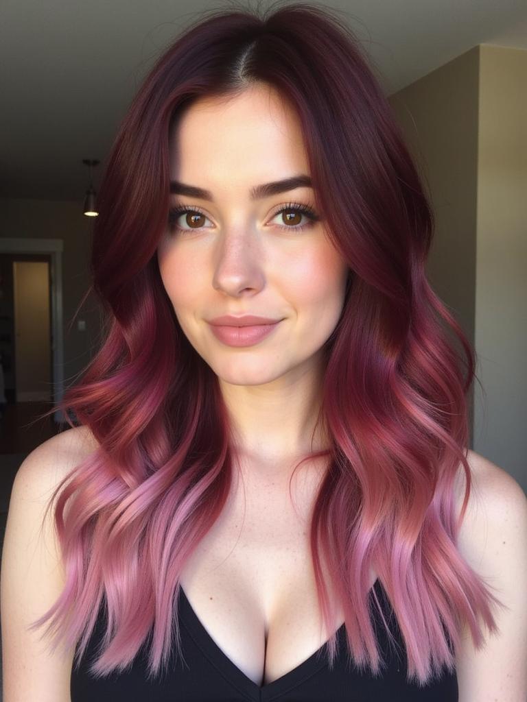 hair color ideas burgundy and pink