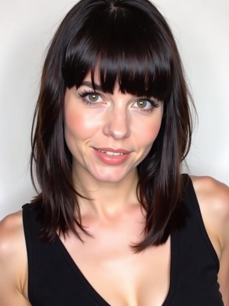 slick hairstyles with bangs straight