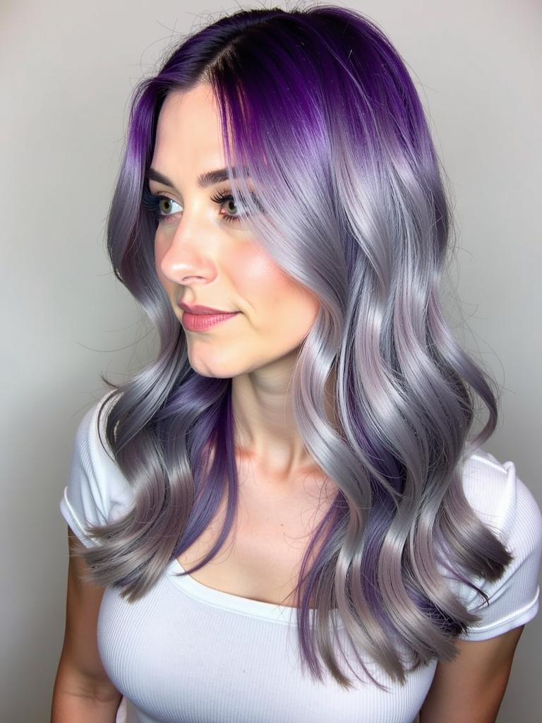 silver and purple hair color ideas