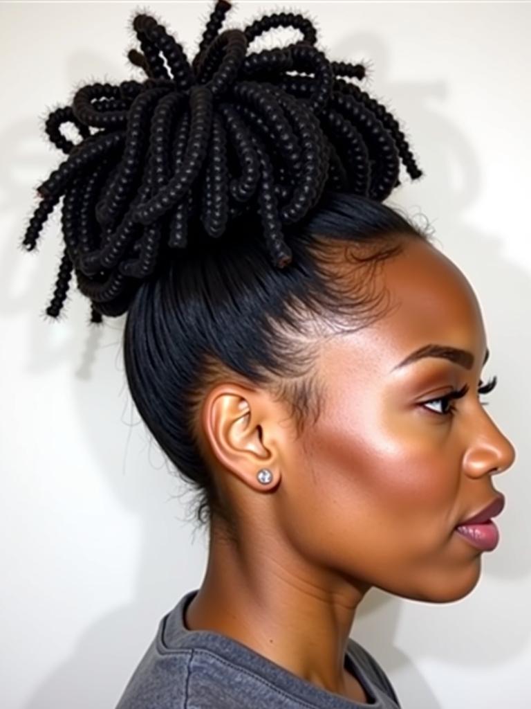 marley hair bun updo hairstyles for black women