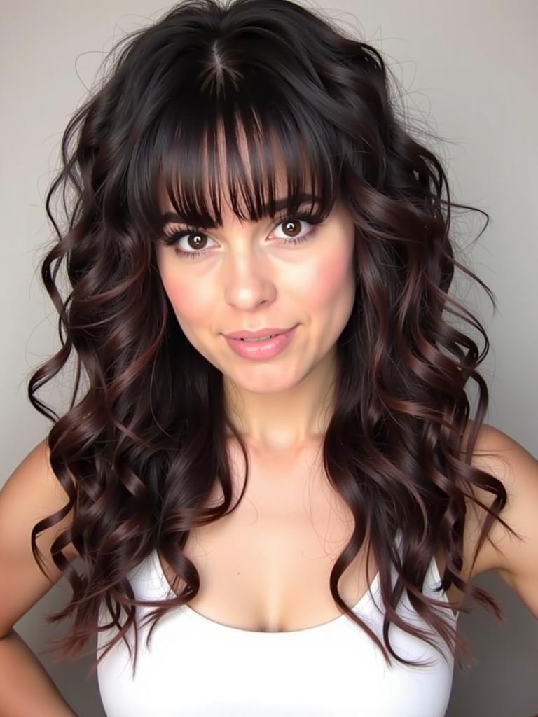 curly hairstyles slick back bangs