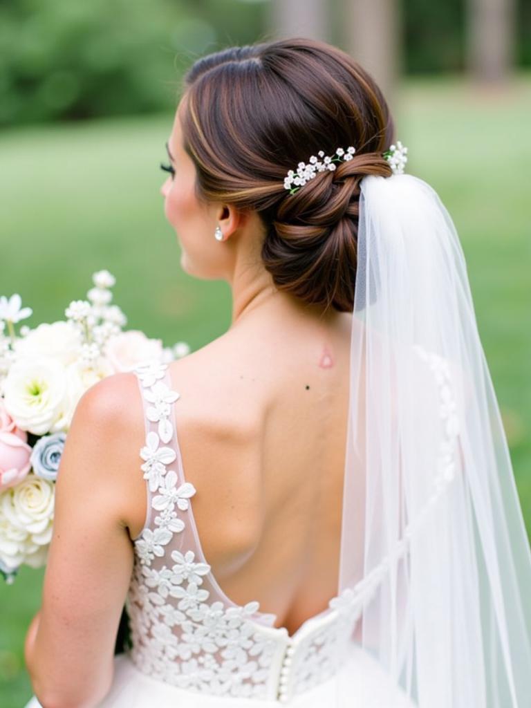 spring wedding hairstyles bride with veil