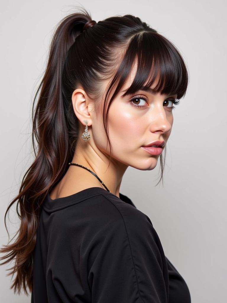 hairstyles with bangs slick back