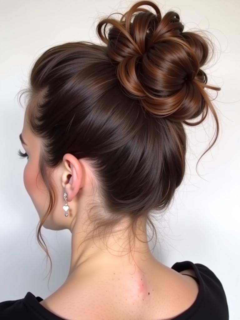 slicked curly bun hairstyles