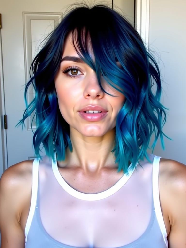 blue black hair ideas short