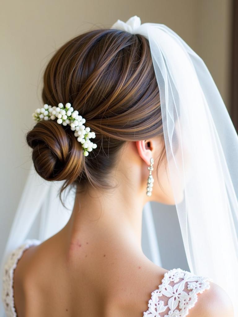 spring wedding hairstyles bride with veil