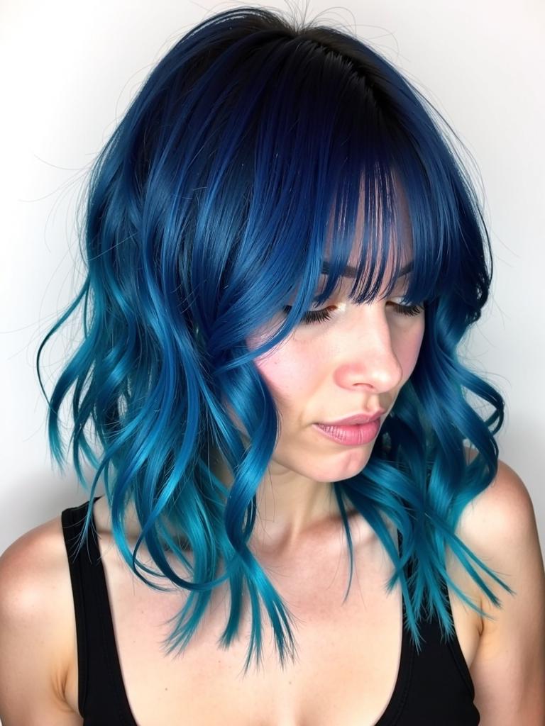 blue black hair ideas short