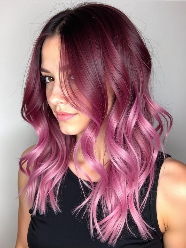 hair color ideas burgundy and pink