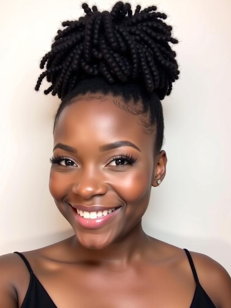 natural hairstyles with marley hair updo