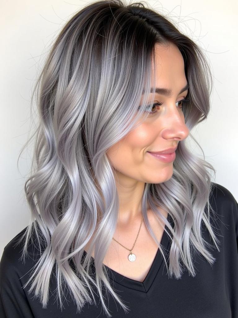 silver hair color ideas for brunettes