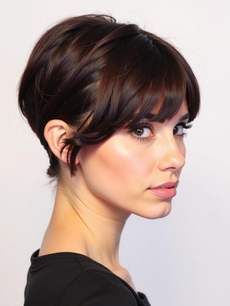 slick back hairstyles with bangs short