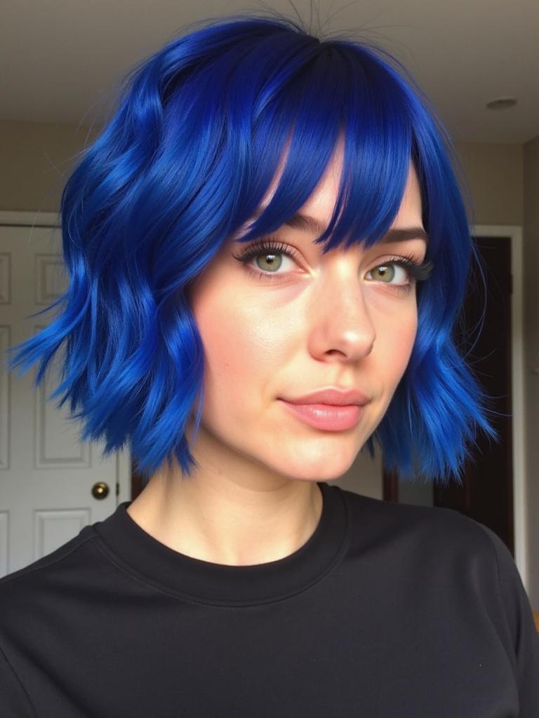 short hair color ideas blue and black