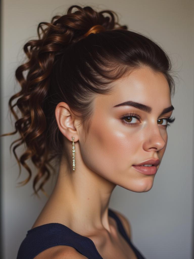 slicked back curly hairstyles