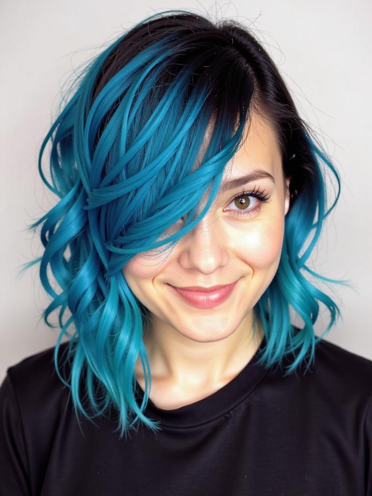 short hair color ideas blue and black