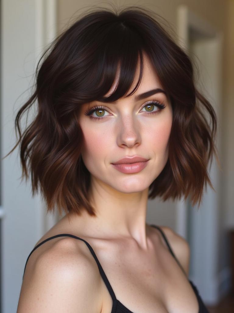 short wavy hairstyles with bangs