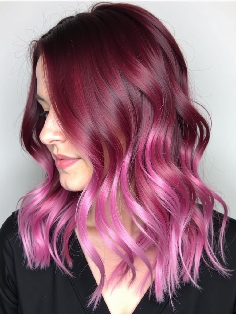 hair color ideas burgundy and pink