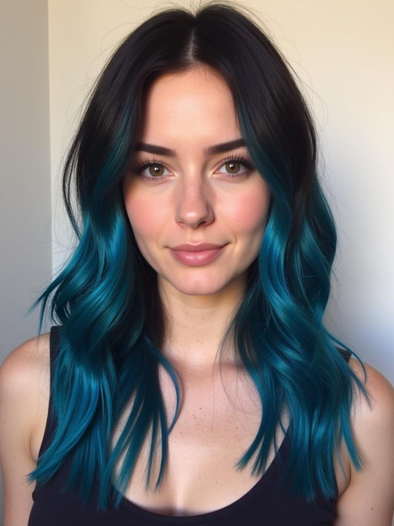 hair color ideas for black hair with highlights blue