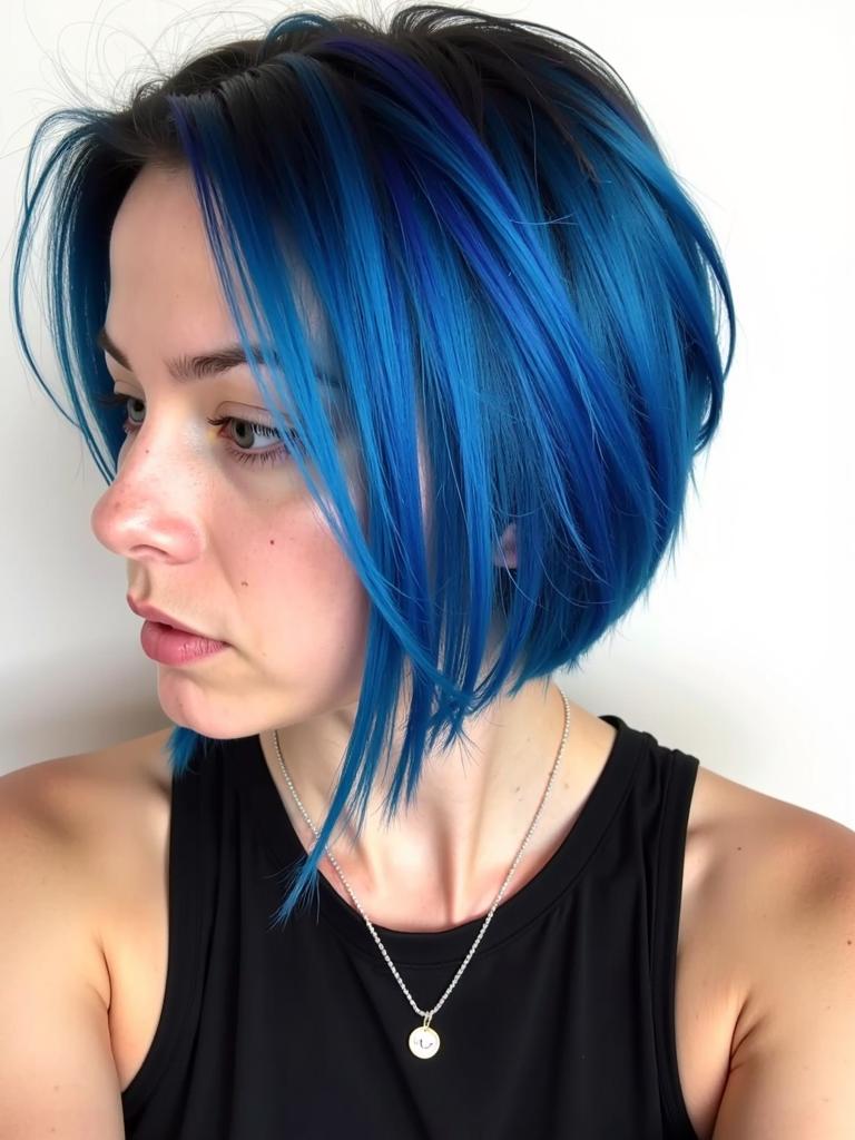 short hair color ideas blue and black